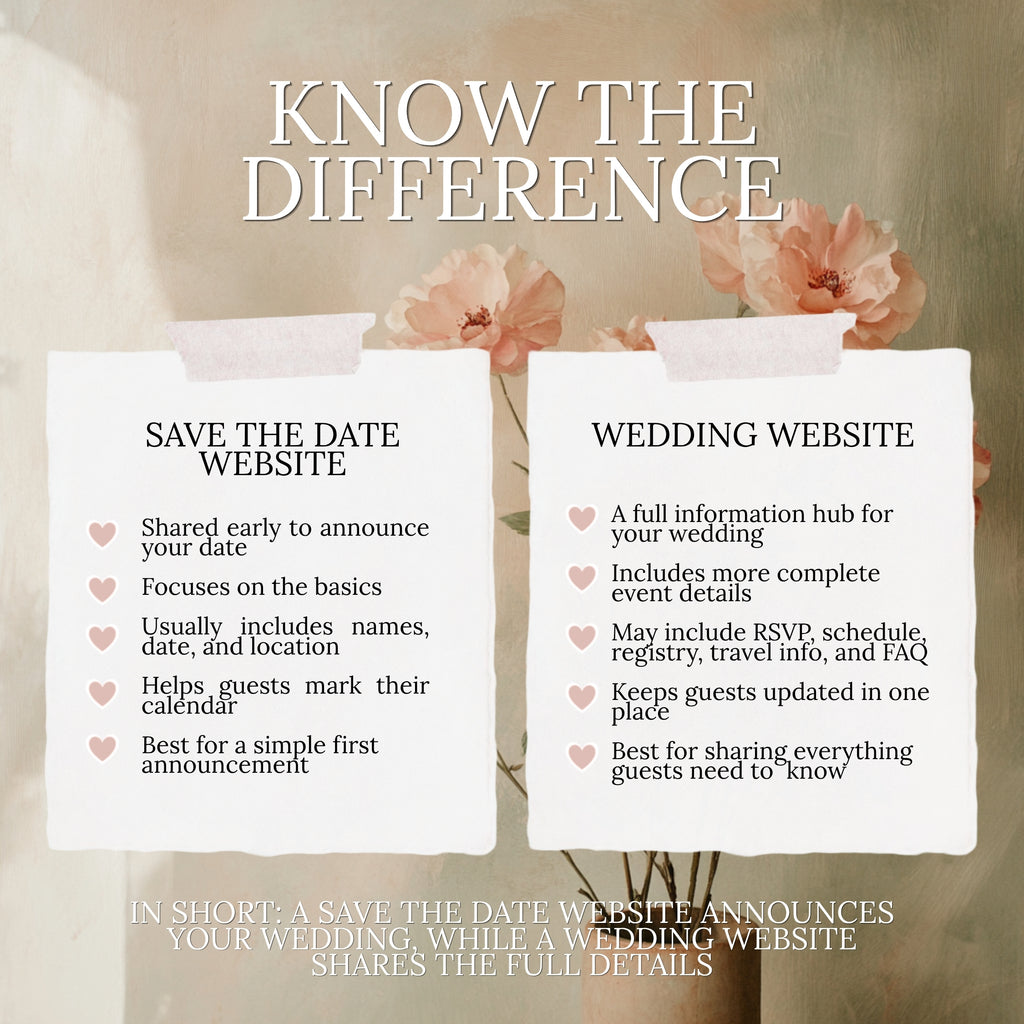 Mauve and Olive Save the Date Wedding Website Template with Built-in Form | Editable Canva Template