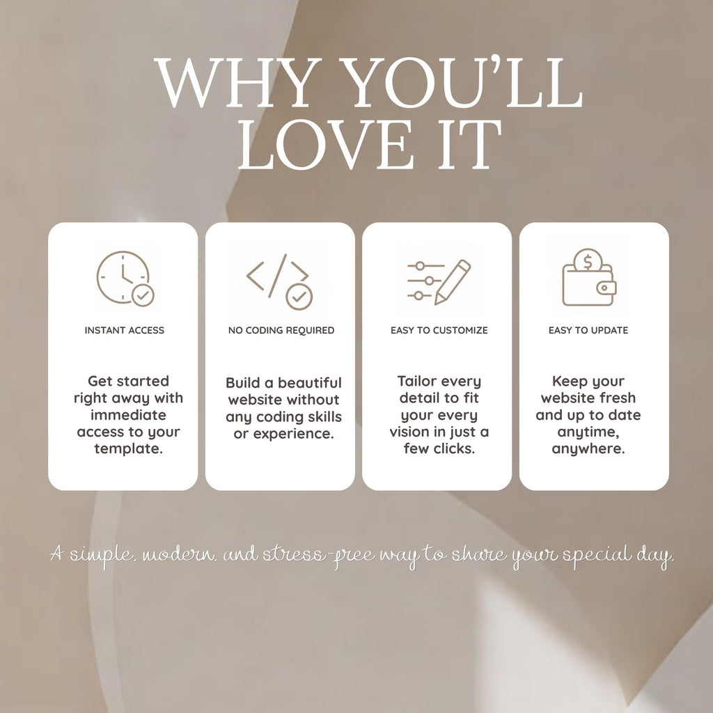 Brown Save the Date Wedding Website with Built-in RSVP Form | Editable Canva Template