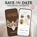 Brown Save the Date Wedding Website with Built-in RSVP Form | Editable Canva Template