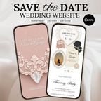 Black and Blush Pink Save the Date Wedding Website with Built-in RSVP Form | Canva Template