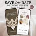 Mauve and Olive Save the Date Wedding Website Template with Built-in Form | Editable Canva Template