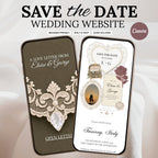 Mauve and Olive Save the Date Wedding Website Template with Built-in Form | Editable Canva Template