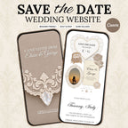 Soft Taupe and Ivory Wedding Save the Date Website Template with Built-in RSVP