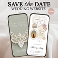 Dusty Rose and Sage Green Save the Date Wedding Website with Built-in RSVP Form