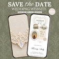 Sage Green and Ivory Wedding Save the Date Website Template with Built-in RSVP Form