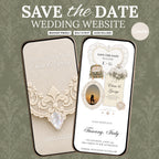 Sage Green and Ivory Wedding Save the Date Website Template with Built-in RSVP Form