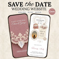 Dusty Rose and Ivory Wedding Save the Date Website Template with Built-in RSVP