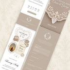Soft Taupe and Ivory Wedding Save the Date Website Template with Built-in RSVP