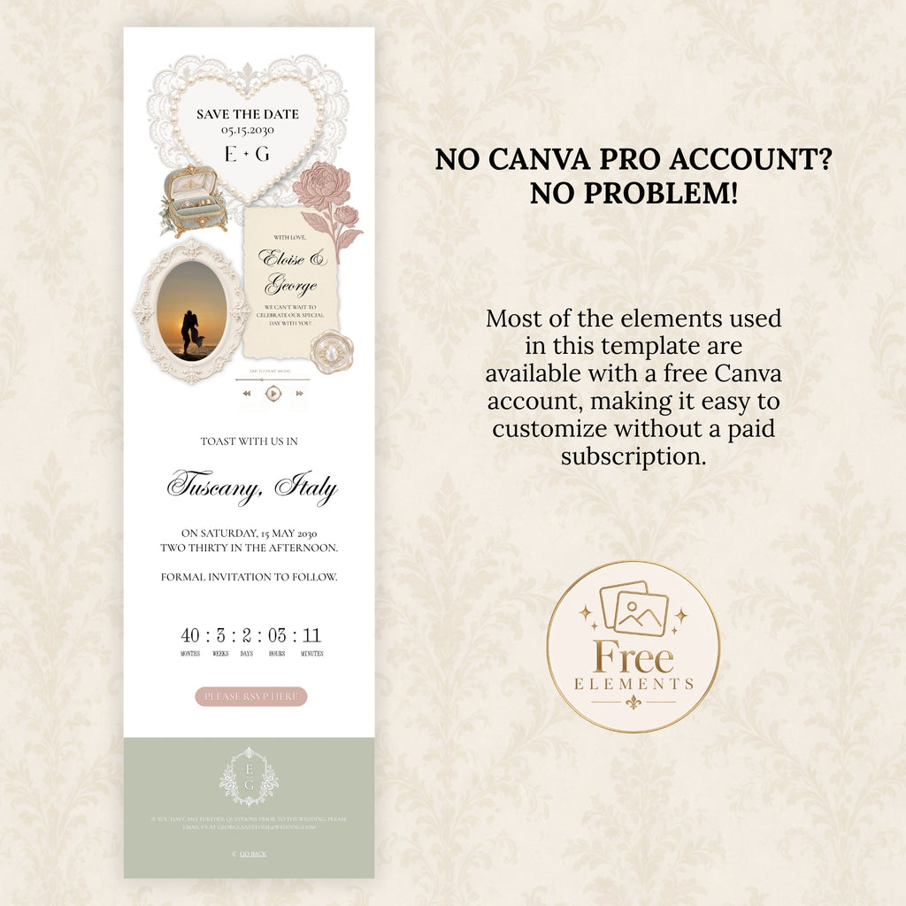 Dusty Rose and Sage Green Save the Date Wedding Website with Built-in RSVP Form