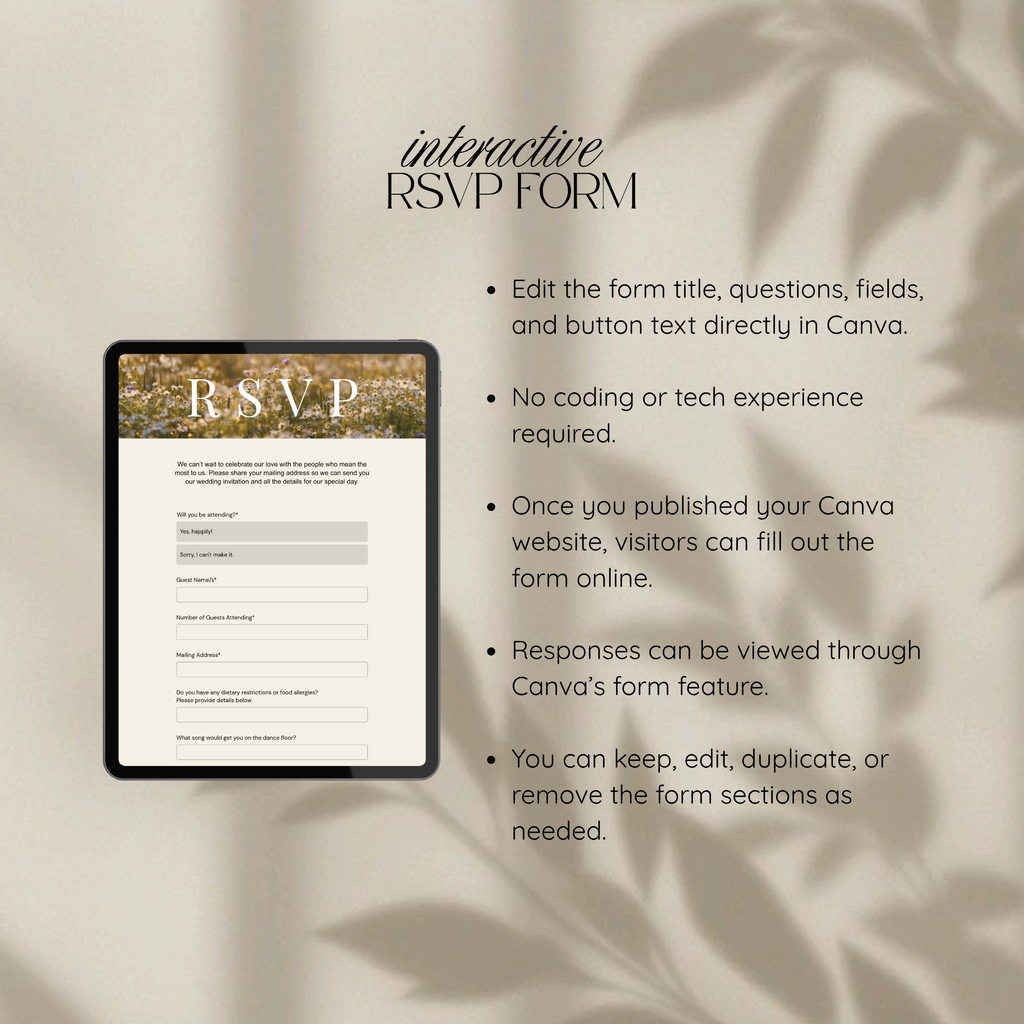 Neutral Save the Date Template with Built in RSVP Form