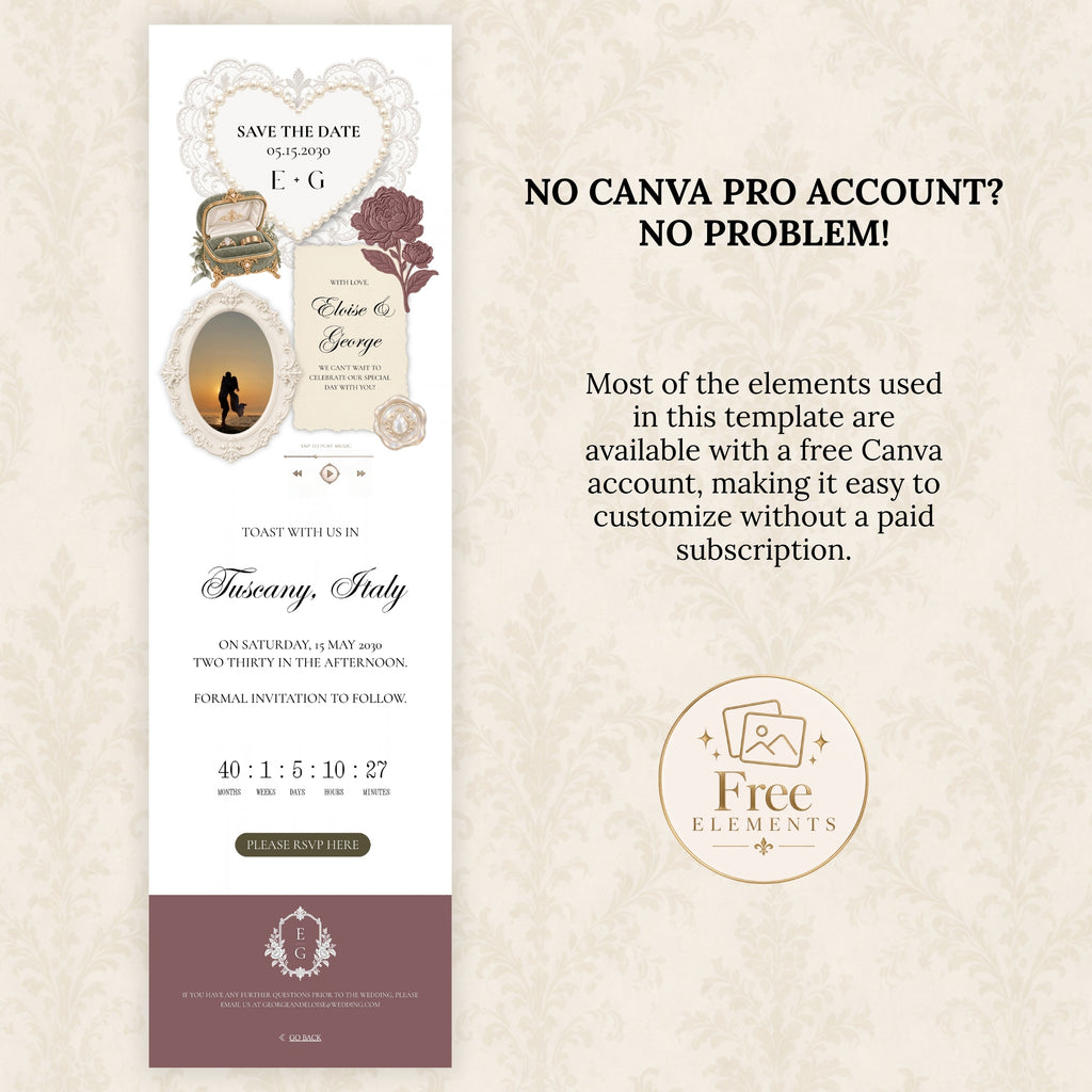 Mauve and Olive Save the Date Wedding Website Template with Built-in Form | Editable Canva Template