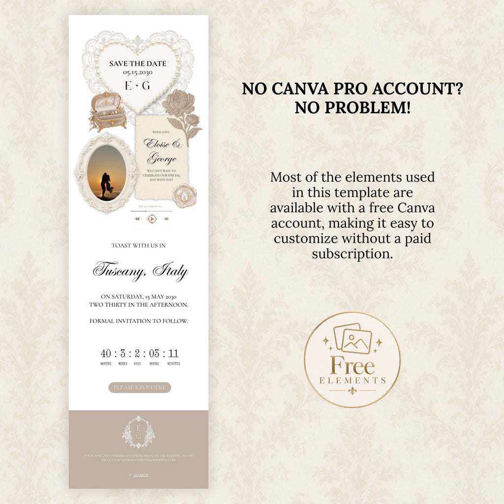 Soft Taupe and Ivory Wedding Save the Date Website Template with Built-in RSVP