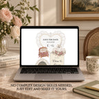 Dusty Rose and Ivory Wedding Save the Date Website Template with Built-in RSVP