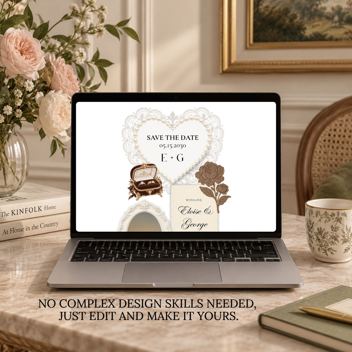 Brown Save the Date Wedding Website with Built-in RSVP Form | Editable Canva Template