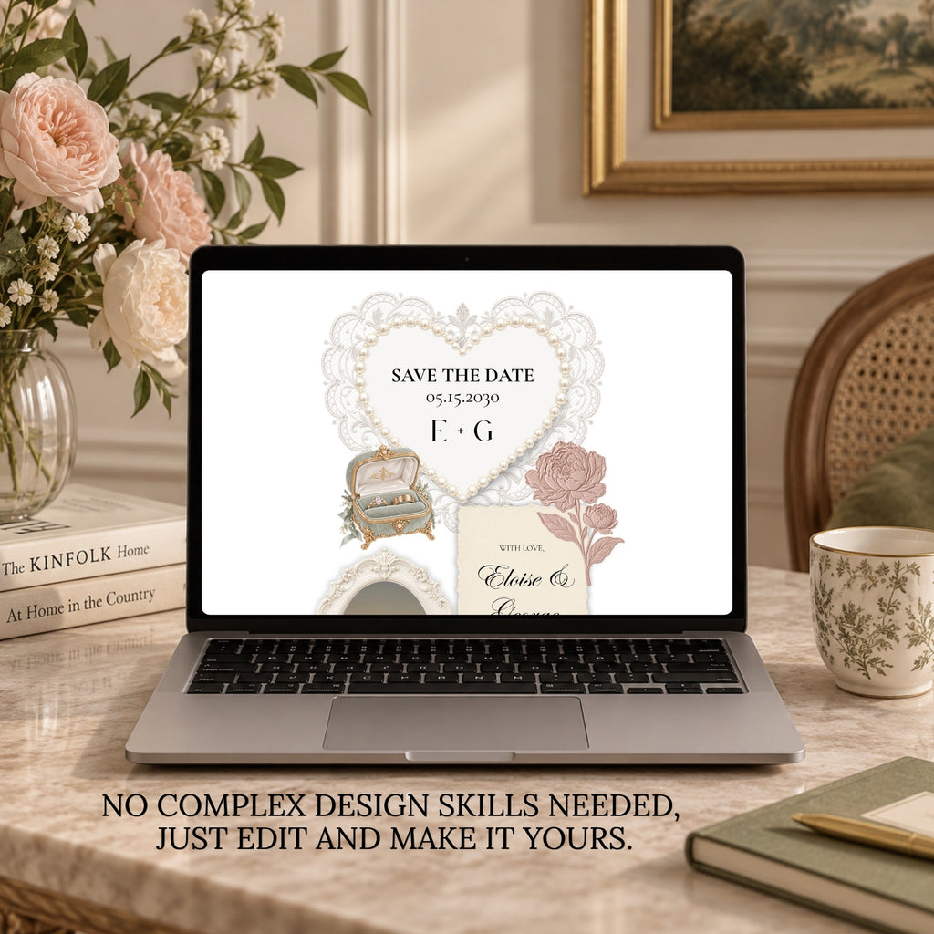 Dusty Rose and Sage Green Save the Date Wedding Website with Built-in RSVP Form