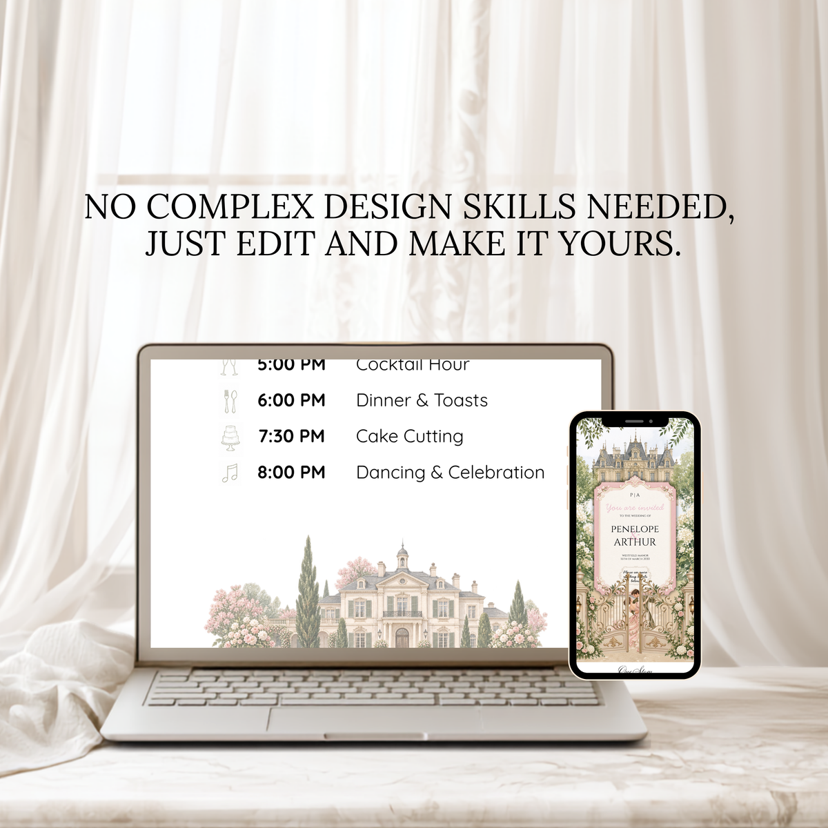 Wedding Website Template, Bridgerton Inspired Invitation, Regency Wedding with RSVP