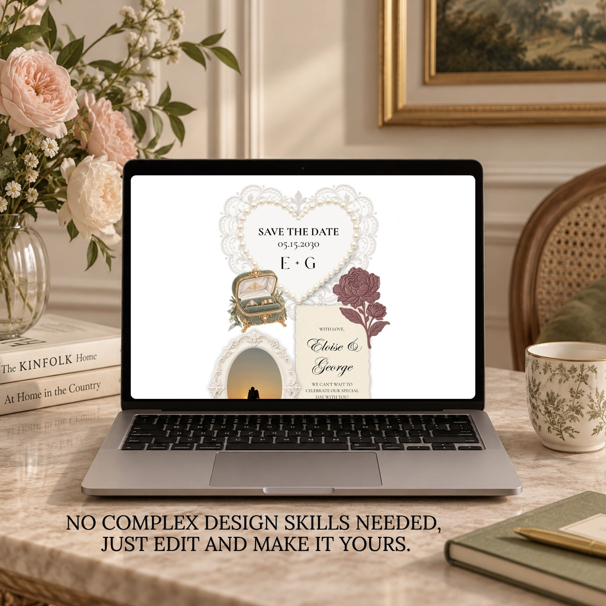 Mauve and Olive Save the Date Wedding Website Template with Built-in Form | Editable Canva Template
