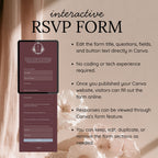 Burgundy and Dusty Blue Save the Date Wedding Website Template with Built-in RSVP