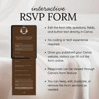 Brown Save the Date Wedding Website with Built-in RSVP Form | Editable Canva Template