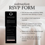 Black and Blush Pink Save the Date Wedding Website with Built-in RSVP Form | Canva Template