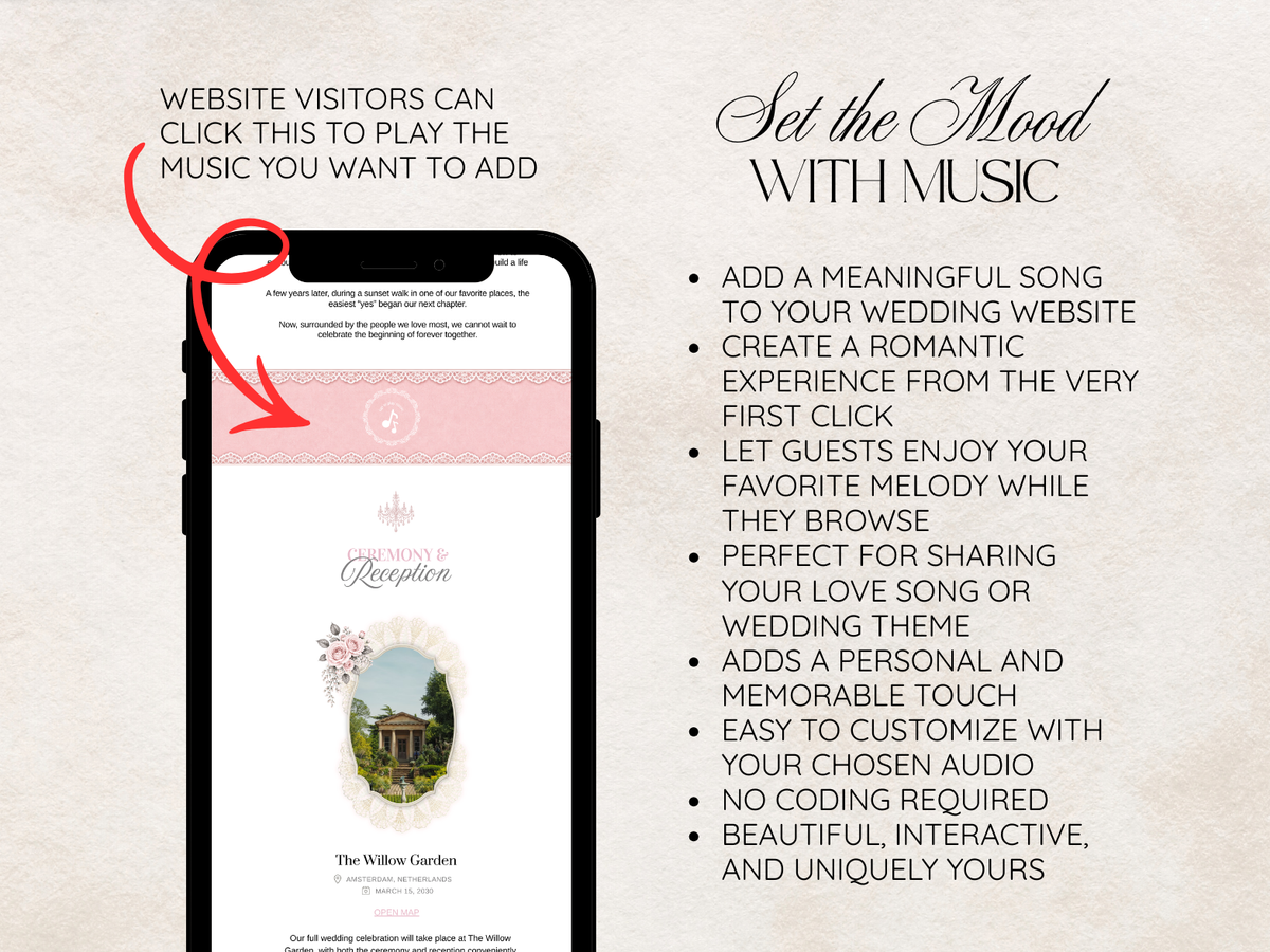 Pink and Gray Wedding Website Canva Template with Built-in RSVP Form