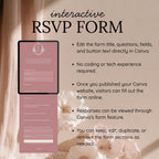 Dusty Rose and Ivory Wedding Save the Date Website Template with Built-in RSVP