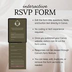 Mauve and Olive Save the Date Wedding Website Template with Built-in Form | Editable Canva Template