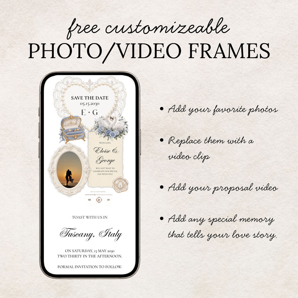 Burgundy and Dusty Blue Save the Date Wedding Website Template with Built-in RSVP