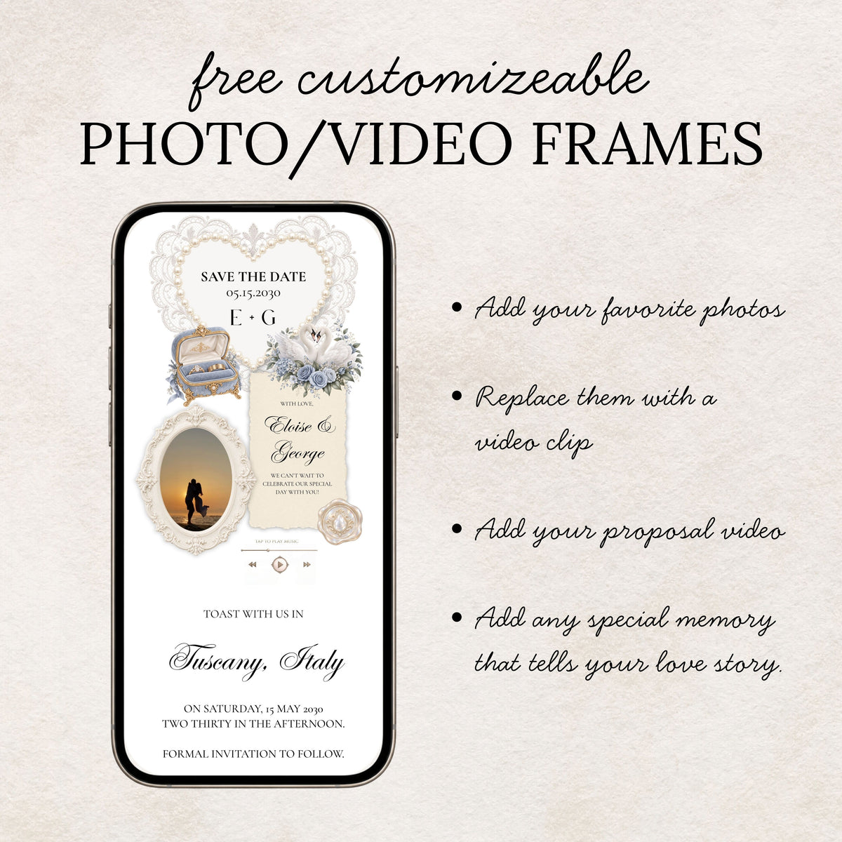 Burgundy and Dusty Blue Save the Date Wedding Website Template with Built-in RSVP