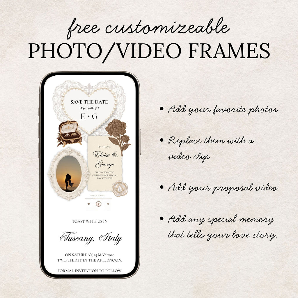 Brown Save the Date Wedding Website with Built-in RSVP Form | Editable Canva Template