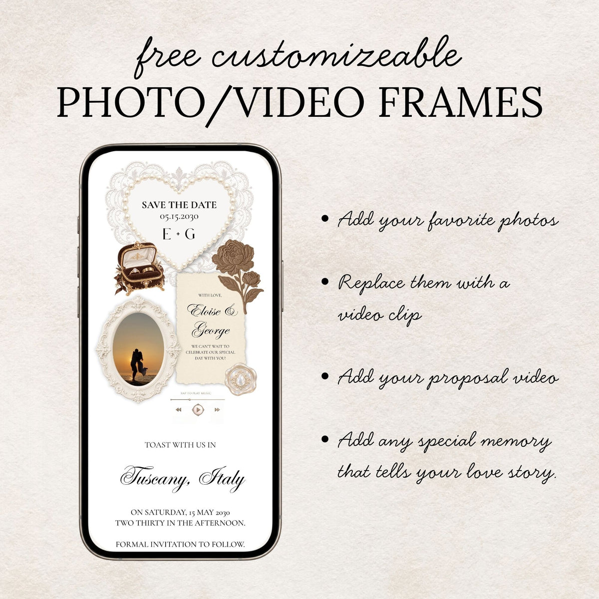 Brown Save the Date Wedding Website with Built-in RSVP Form | Editable Canva Template
