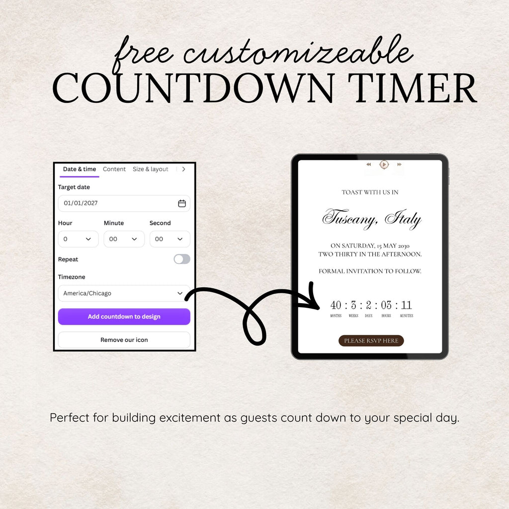 Brown Save the Date Wedding Website with Built-in RSVP Form | Editable Canva Template