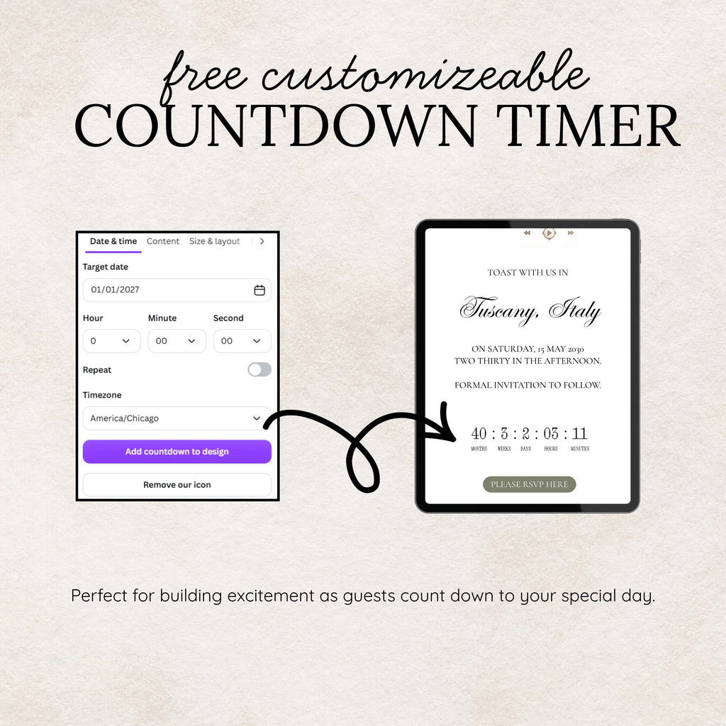 Sage Green and Ivory Wedding Save the Date Website Template with Built-in RSVP Form