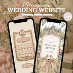 Wedding Website Template, Bridgerton Inspired Invitation, Regency Wedding with RSVP
